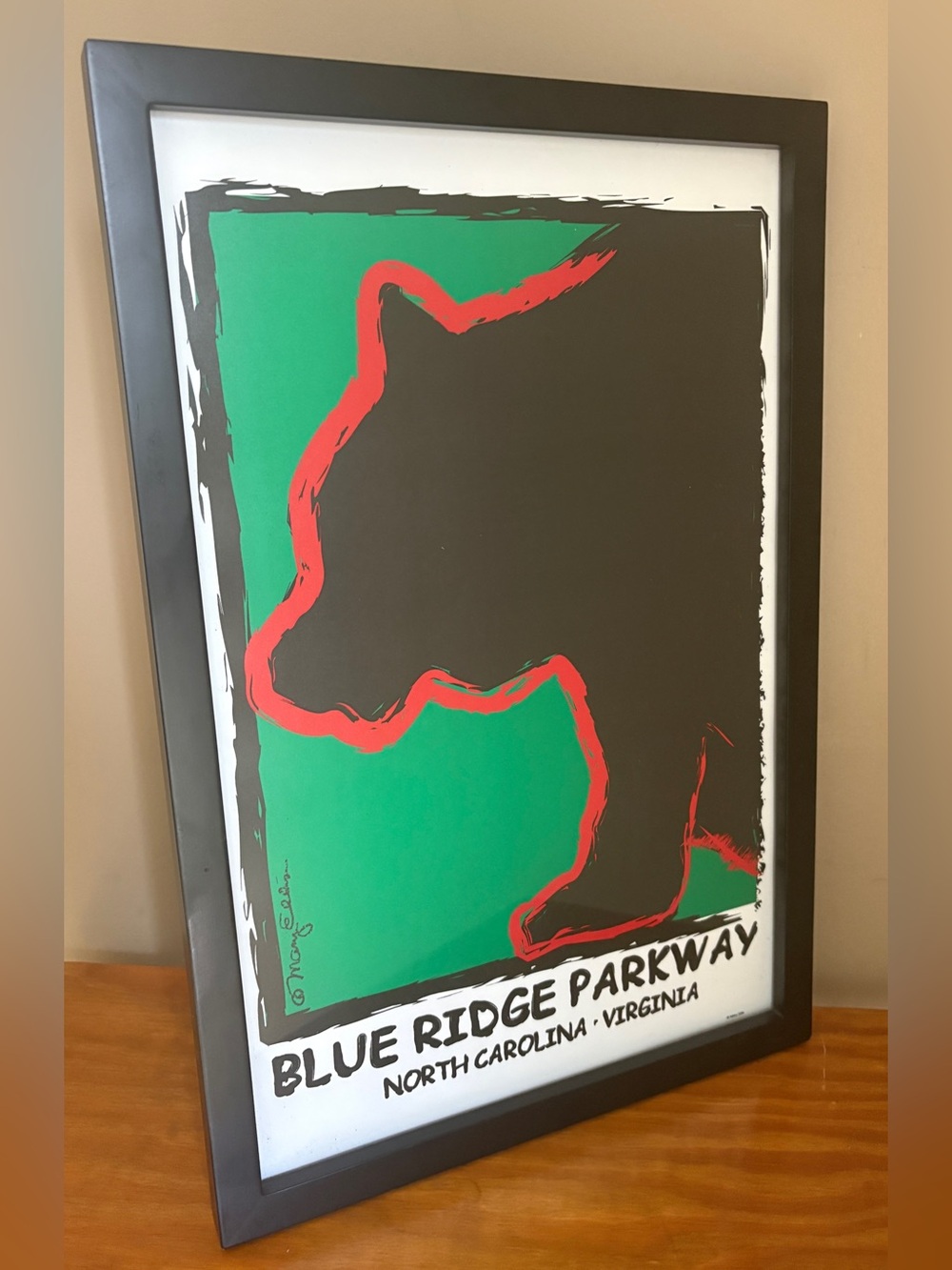 Mary Ellis Blue Ridge Parkway Framed Bear Poster